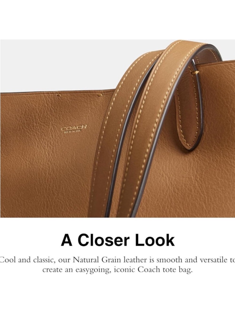 Coach Manhatan Tan Leather Tote Bag - Picture 10 of 13